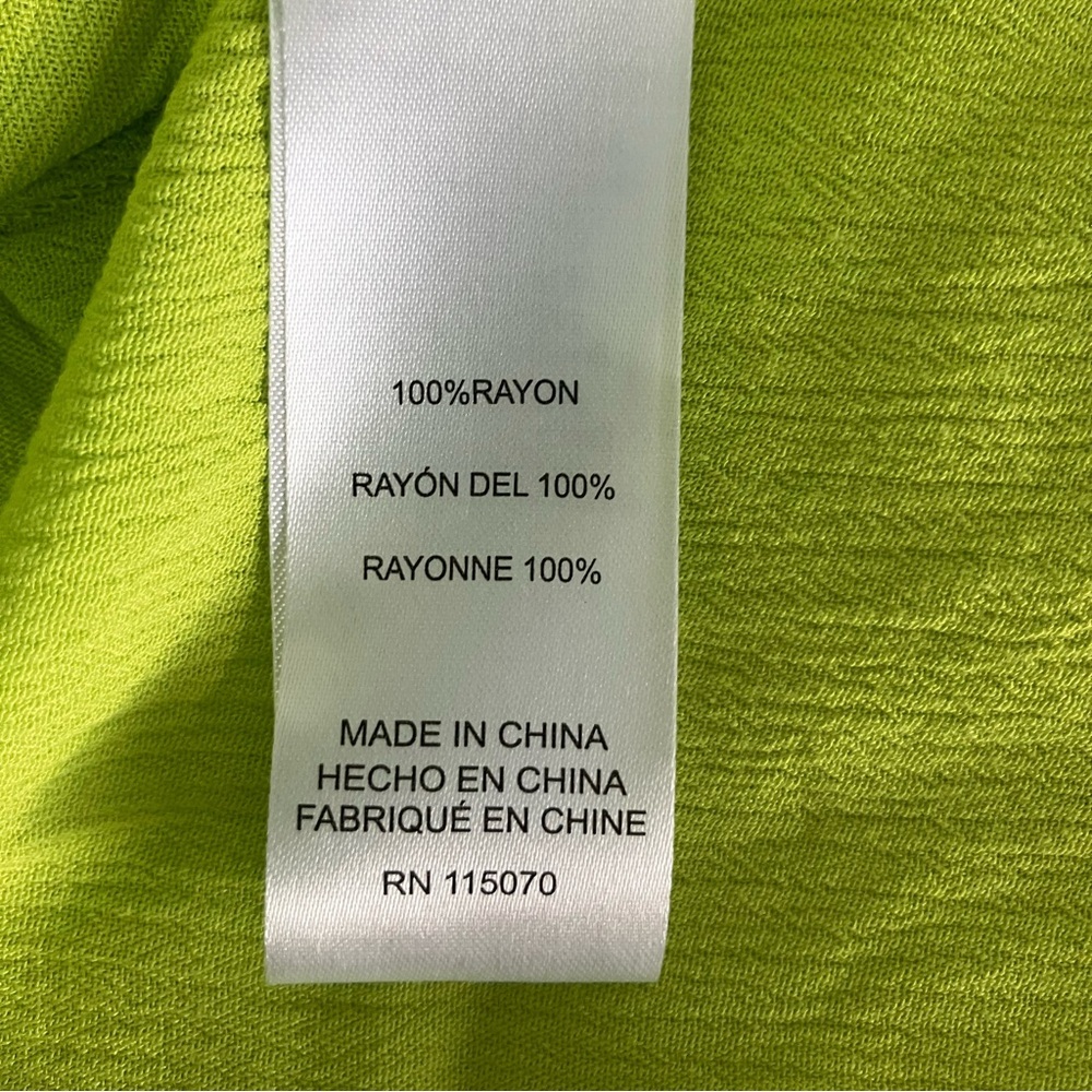 Nina Leonard Plus Size Lime Green V-Neck Tie Front Blouse - Picture 6 of 9